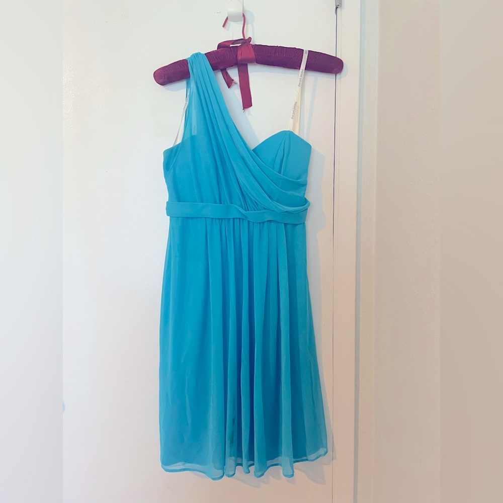 David’s Bridal One Shoulder Sweetheart Neckline Chiffon Bridesmaids Dress